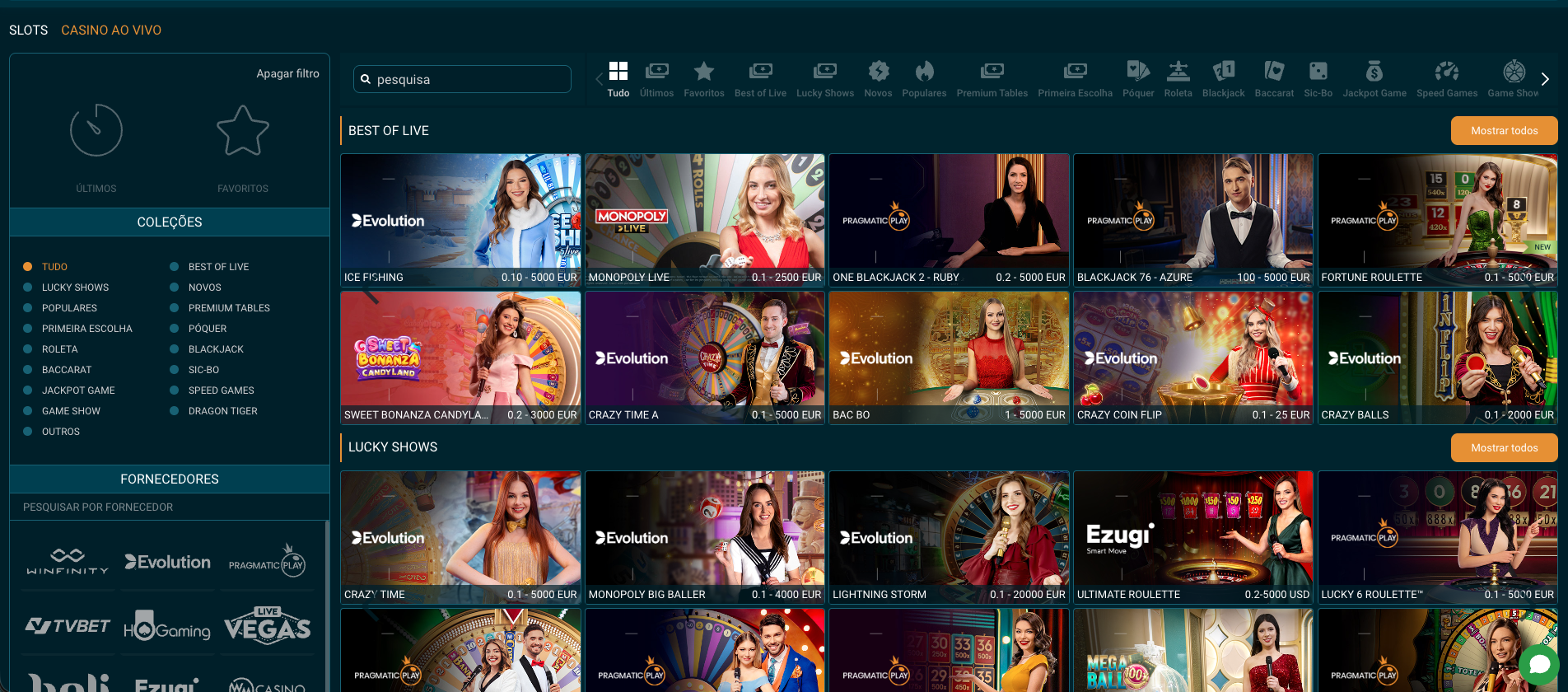 Casino ao Vivo Coldbet